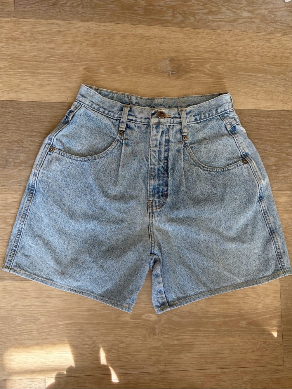 Vintage Britania High Rise Light Wash Denim Mom Shorts Size 6